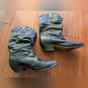 Black Leather Cowboy Boots